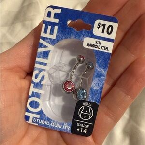 HotSilver Pink and Blue Belly Rings